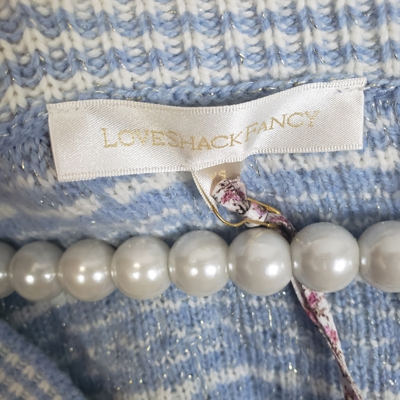 NWT Loveshackfancy Sailor Mini Dress Babybell Blue Size Small Tweed - Picture 9 of 11